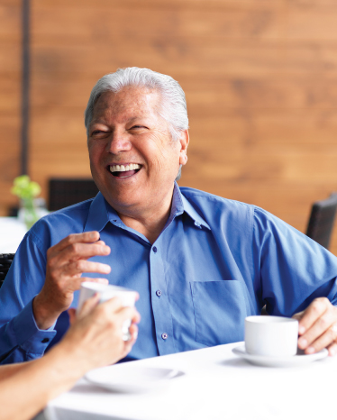 senior man enjoying coffee